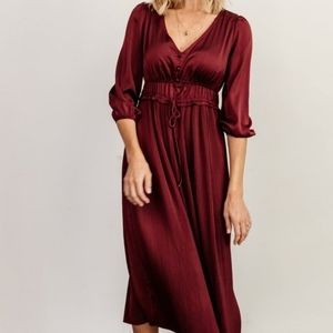 Baltic Born, Gabriella Satin Midi Dress.  Size Large.